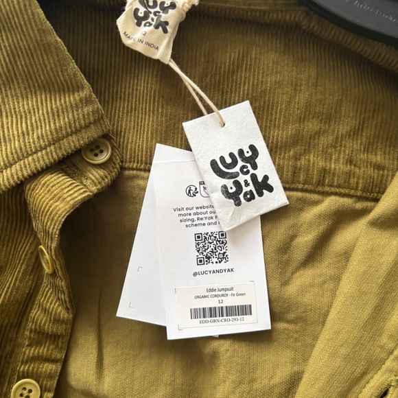 Lucy and Yak green corduroy jumpsuit - Picture 2 of 3
